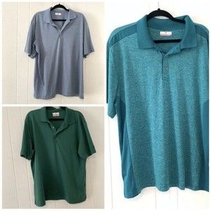 Grand Slam Mens XL Polo Lot of 3 Golf Shirts Blue Teal Green Athletic